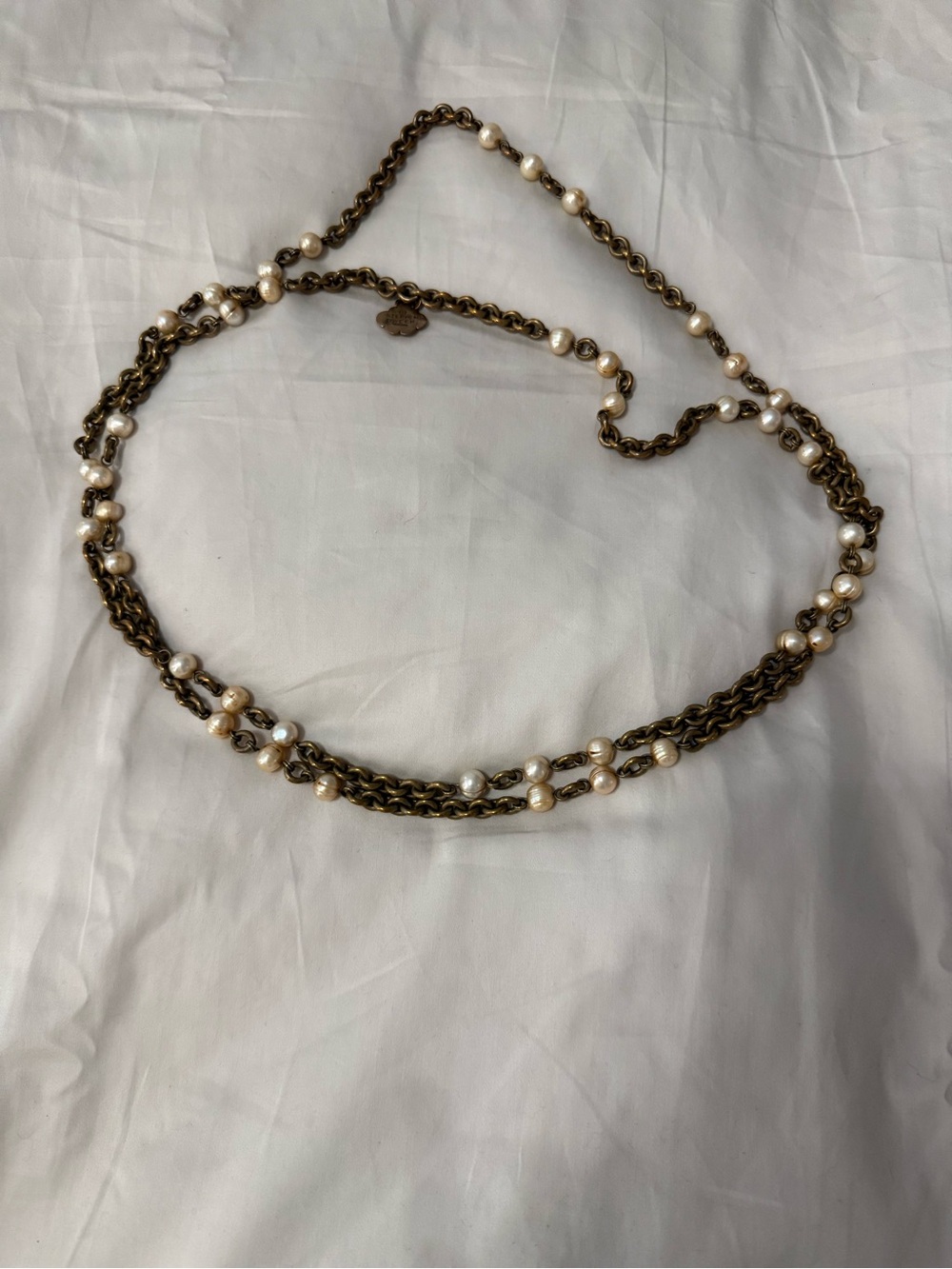 Stephen Dweck Double-Strand Pearl and Gold Chain Necklace